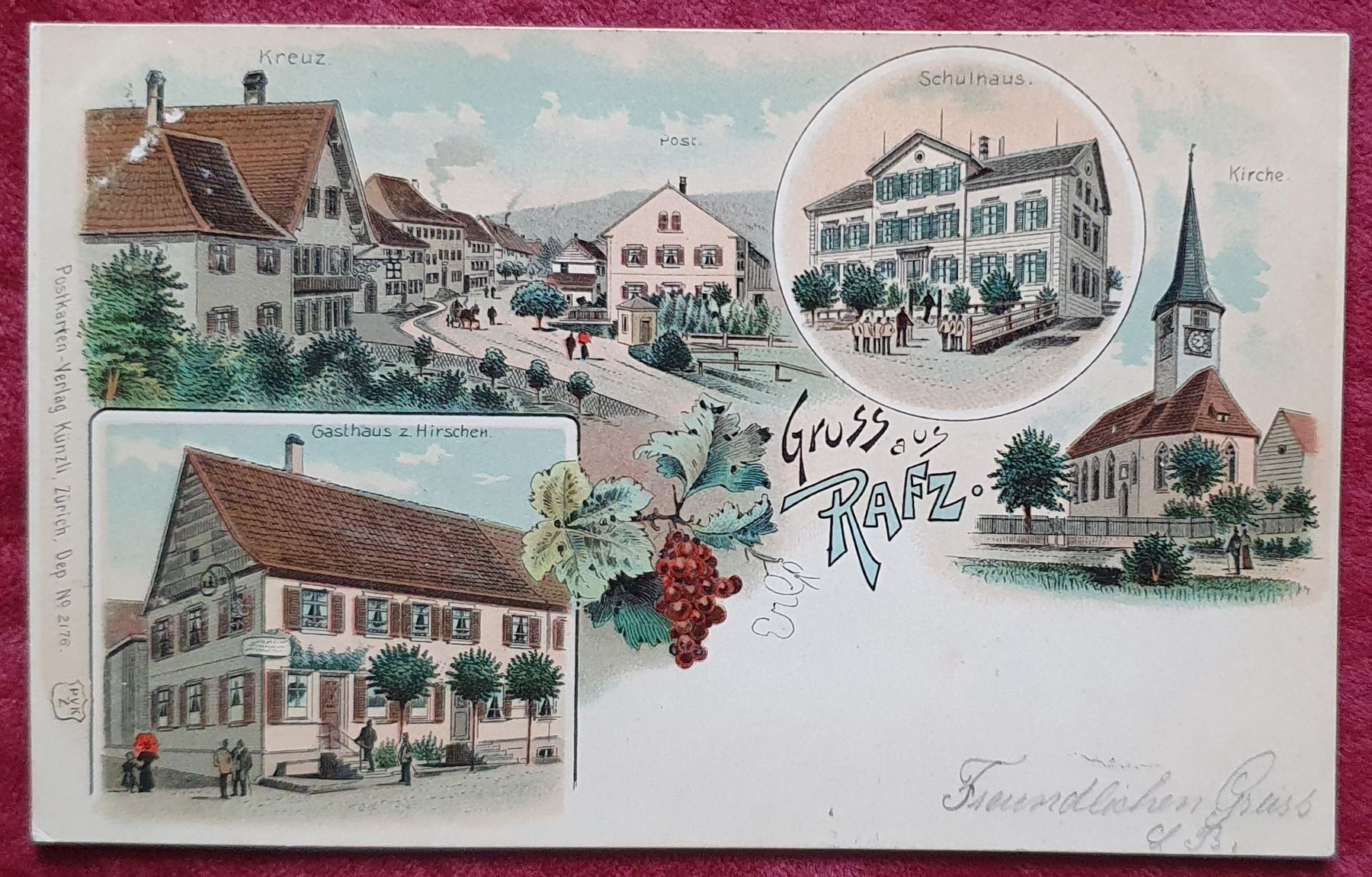 Cartoline postali: Gruss aus Rafz 1901 – Usato da Kreuzlingen venduto da Rschweiz1