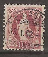 CH071c - Helvetia debout 71c  obl. Chiasso 19.1.1892