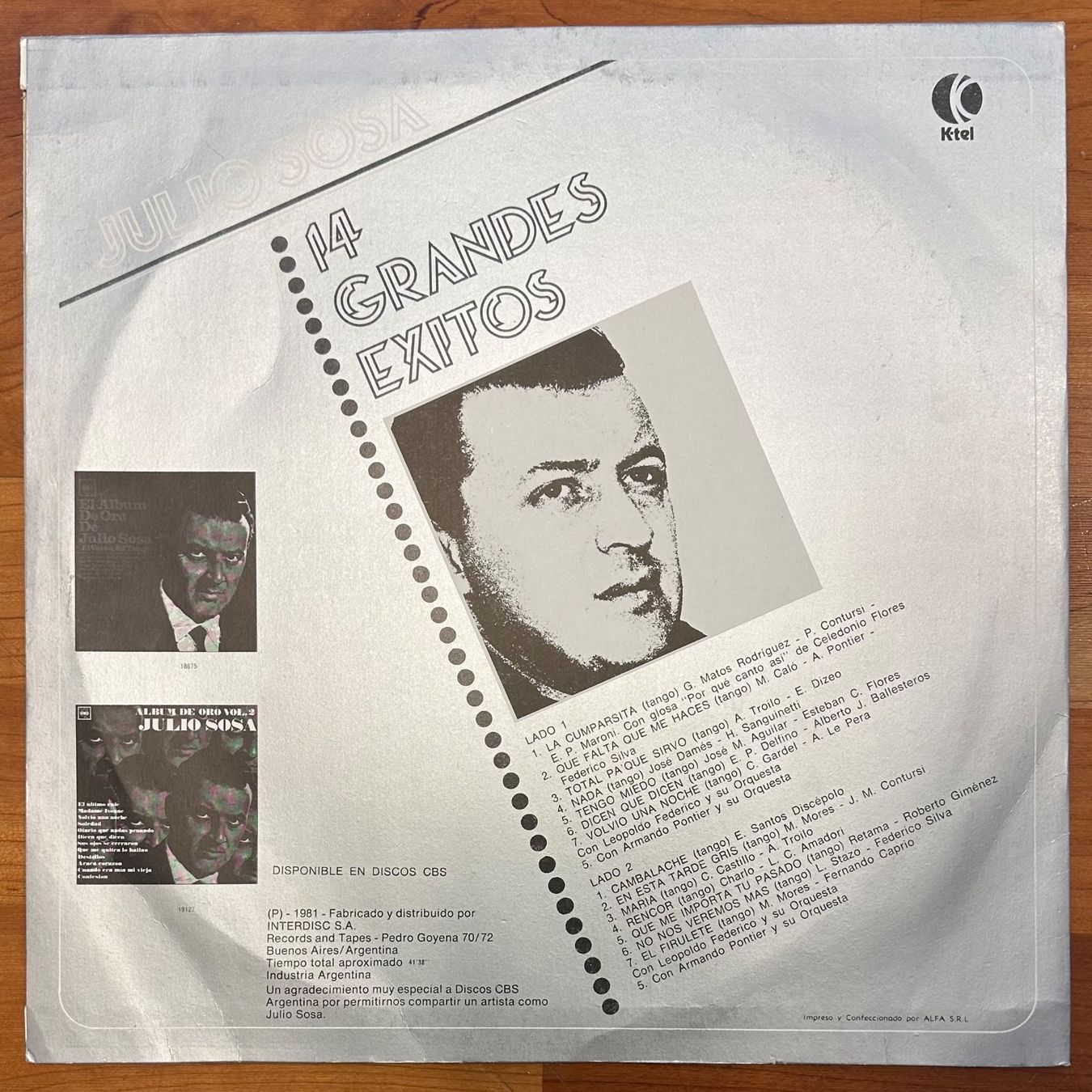 Dischi in vinile: LP - Julio Sosa - 14 Grandes Exitos – Usato da Breganzona venduto da Onairda75 1