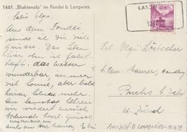 Aushilfsstempel Langwies auf Ak