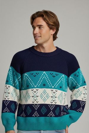 United Colors of Benetton Wollpullover mit Muster - Marine
