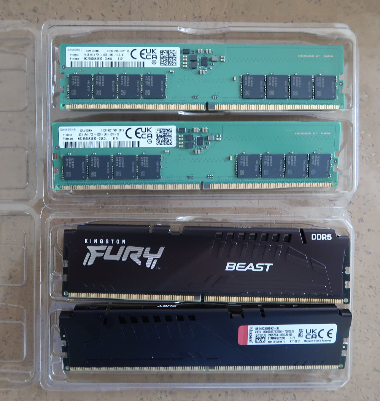 DDR5 RAM 4 x 16gb 4800 Mhz UDIMM 288 Pins (Gebraucht) in Sonceboz ...