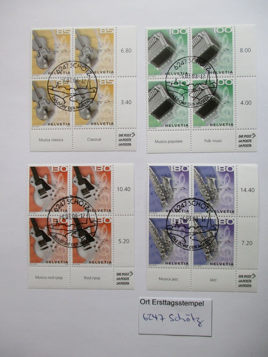 Tous les timbres: Viererblock mit Ort Ersttagsstempel 6247 – D'occasion à Langnau b. Reiden par Aktuell88