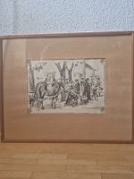 Kohlezeichnung von Carl Roesch - Markt auf dem Herrenacker
