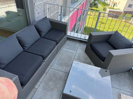 Gartenlounge 5-teilig Rattan-Optik inkl. Kissen