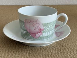 HERMÈS Porzellan Limoges Tasse mit Untertasse "Les Pivoines"