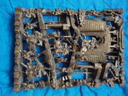 Antikes Wandbild Holz Handarbeit China 43x30cm geschnitzt 3D