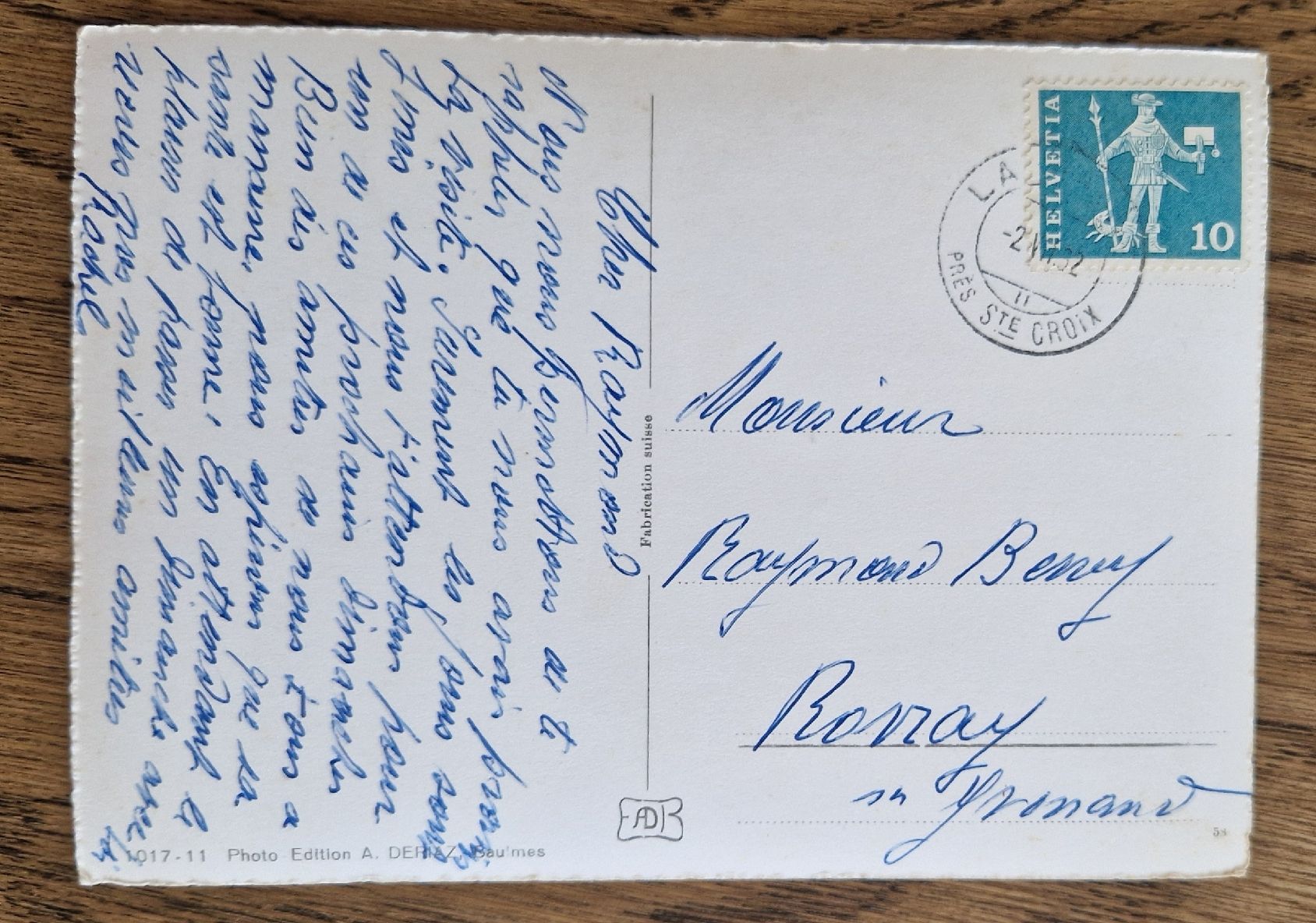 Cartoline postali: Ste - Croix, vue aérienne 1952 – Usato da Ebikon venduto da Donar50 1
