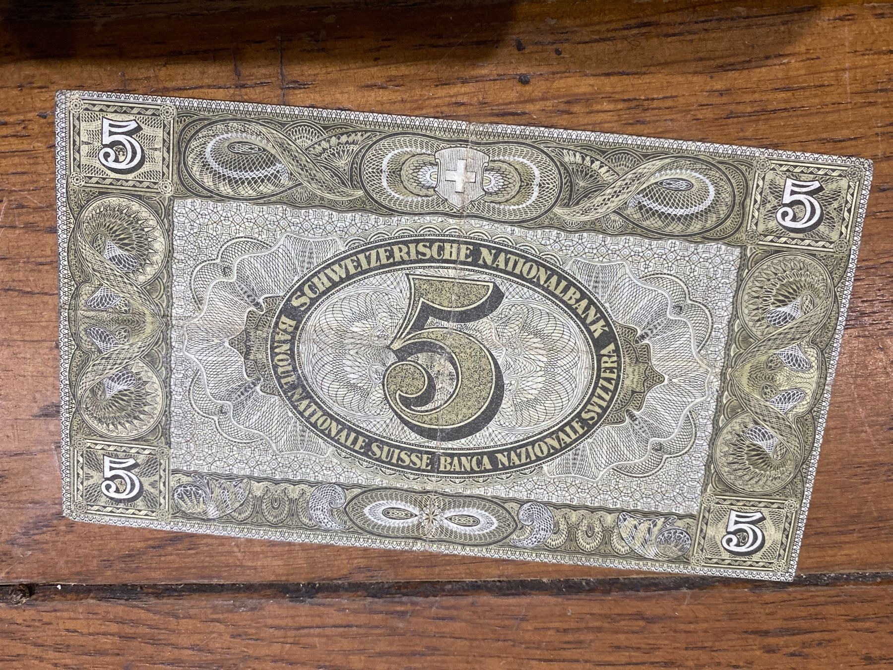 Banknoten: Billet suisse 5fr 16 octobre 1947 – Gebraucht aus Lajoux JU von Briard0 1
