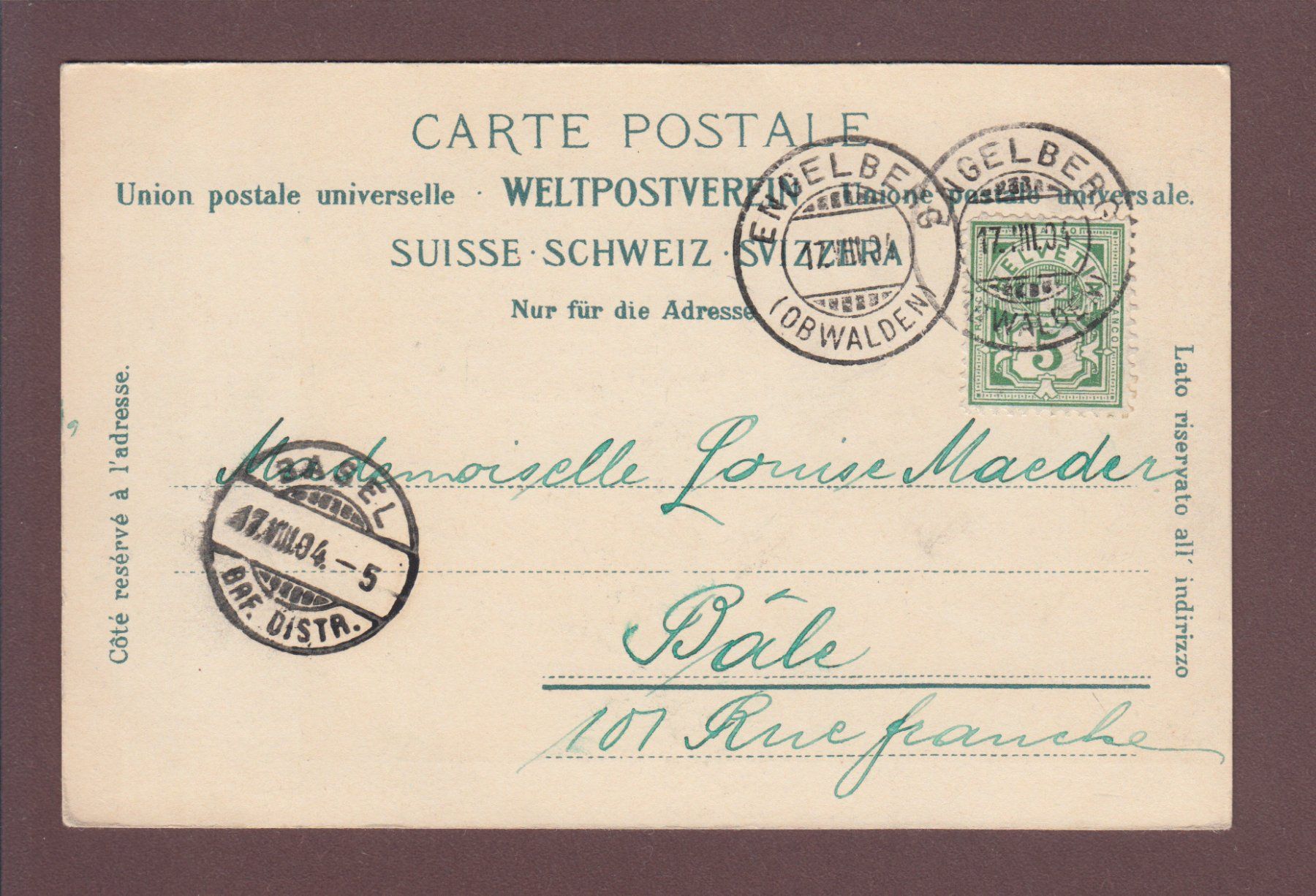 Cartoline postali: ALP HERRENRÜTI - Titlis - 1904 – Usato da Pully venduto da nicecards 1