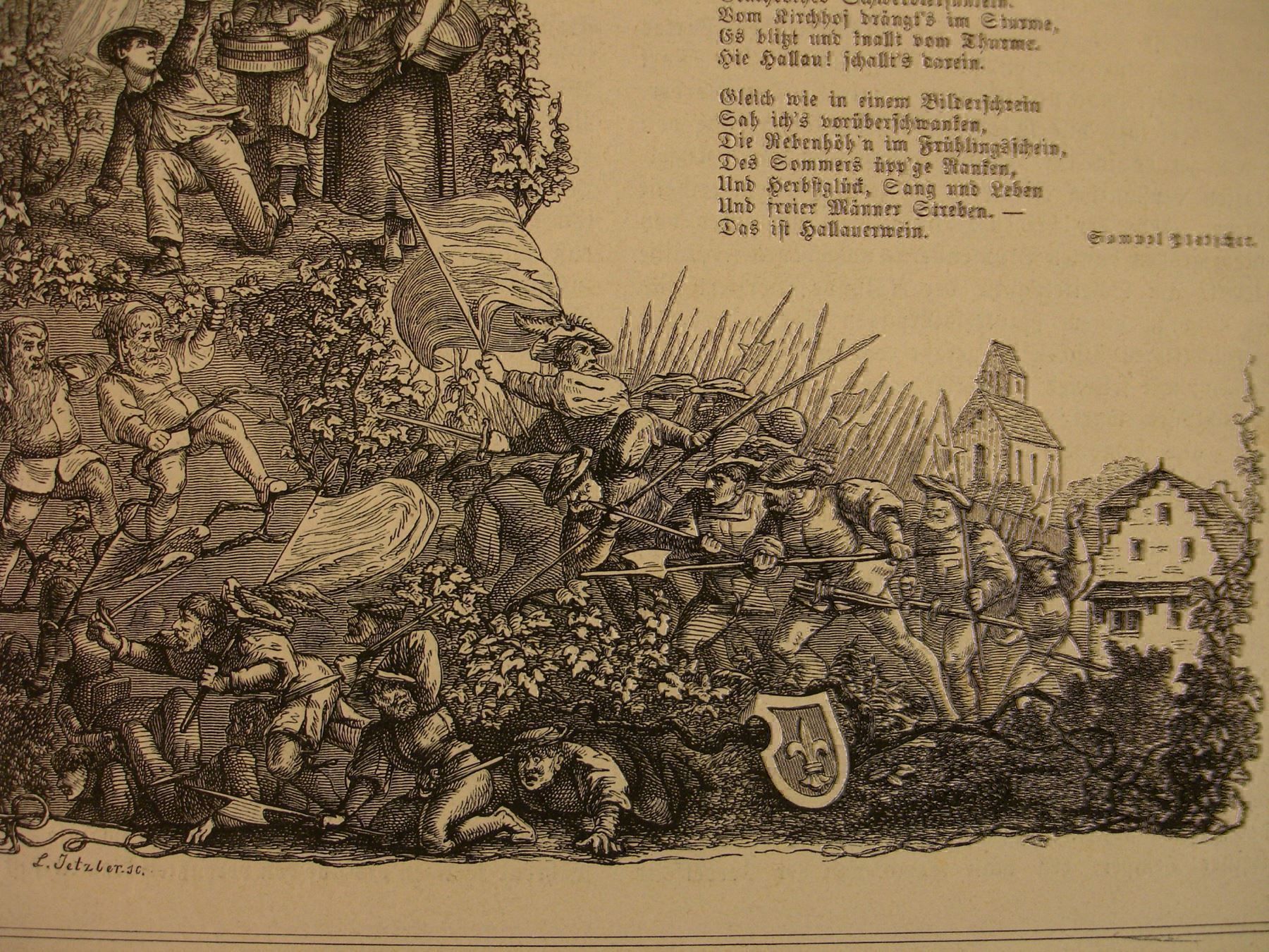Incisioni: HALLAUERWEIN SCHAFFHAUSEN HOLZSTICH 1868 – Antico da Grüningen venduto da Kartensammler 3
