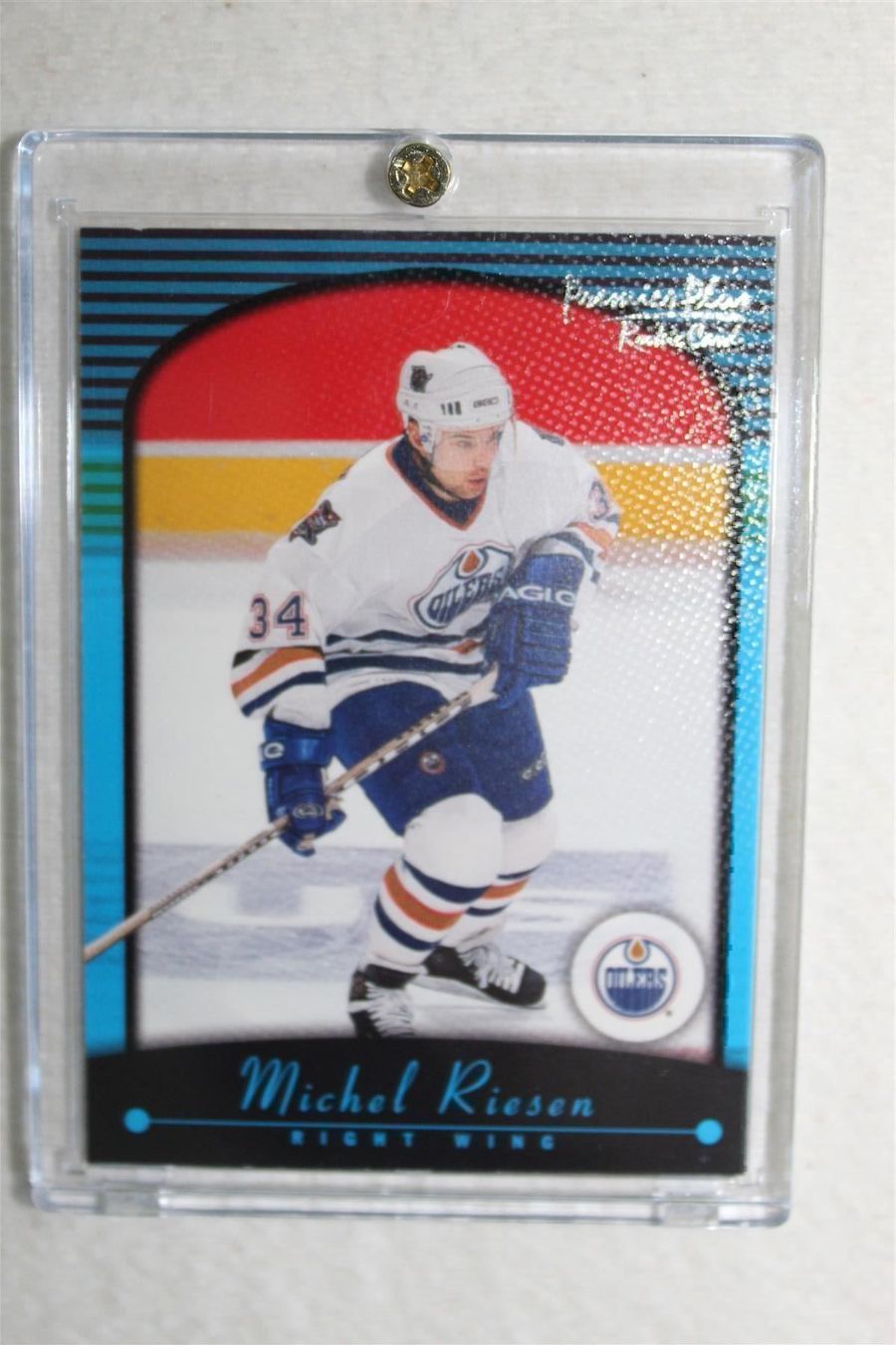 NHL Carte collezionabili: NHL Michel Riesen Edmonton Oilers Plakette – Nuovo e nell'imballaggio originale da Reinach BL venduto da RetroGamesSportsMore 1