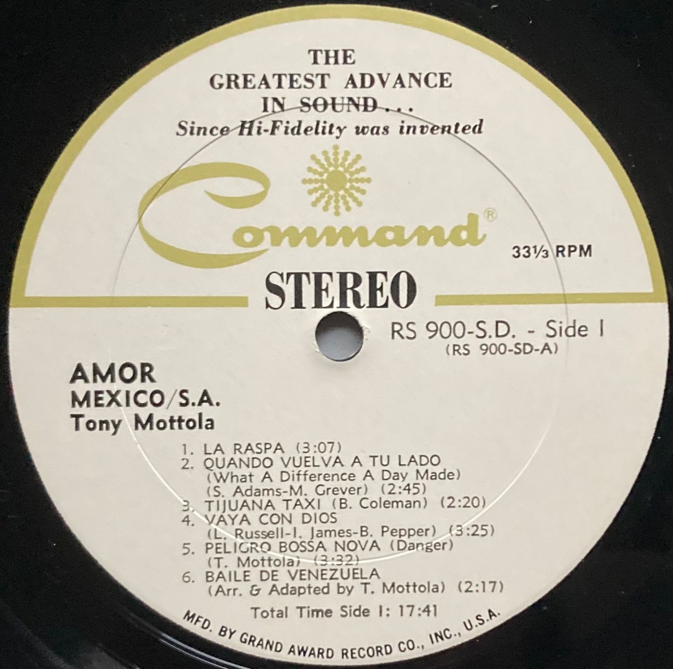 Schallplatten: TONY MOTTOLA - AMOR MEXICO / S.A. – Gebraucht aus Poliez-Pittet von Newtown-Records 3