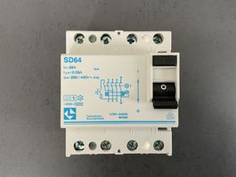 Fehlerstrom-Schutzschalter, FI-Schalter SD 64, 25A, 4pol