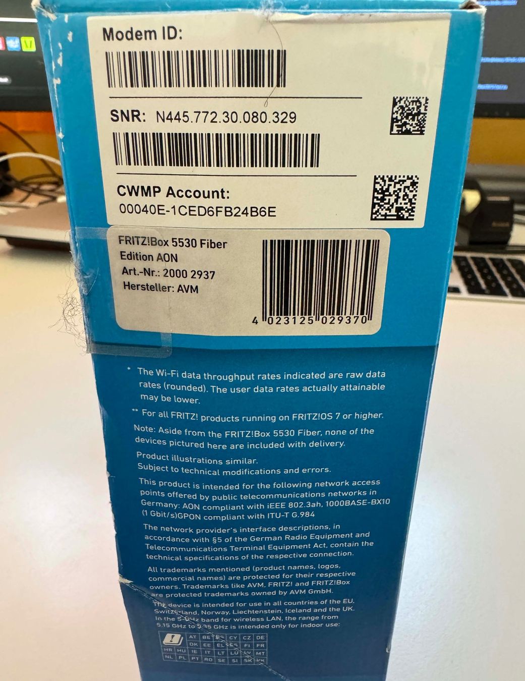 Fritz Modems & Router: Fritz!Box 5530 Fiber, Wi-Fi 6 – Neu und originalverpackt aus Biel/Bienne von  1