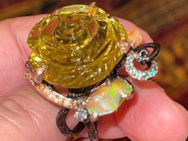 UNIKAT! SS925 & 14k Rose Gold 40cts Lemon Quartz Fire Opals