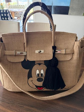 Tasche Mickey Mouse Jute Henkeltasche Schultergurt neu