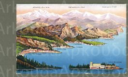 AK Farblitho Gardasee Lombardia,Salò,Isola del Garda ≈ 1923