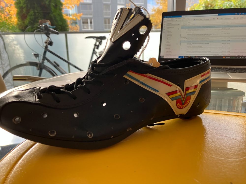 Chaussures De Cyclisme Vintage Carnac Legend Velcro, Femmes, Pointure 38, Cuir Noir