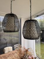 2 Schicke Hängelampen, Rattan, schwarz,