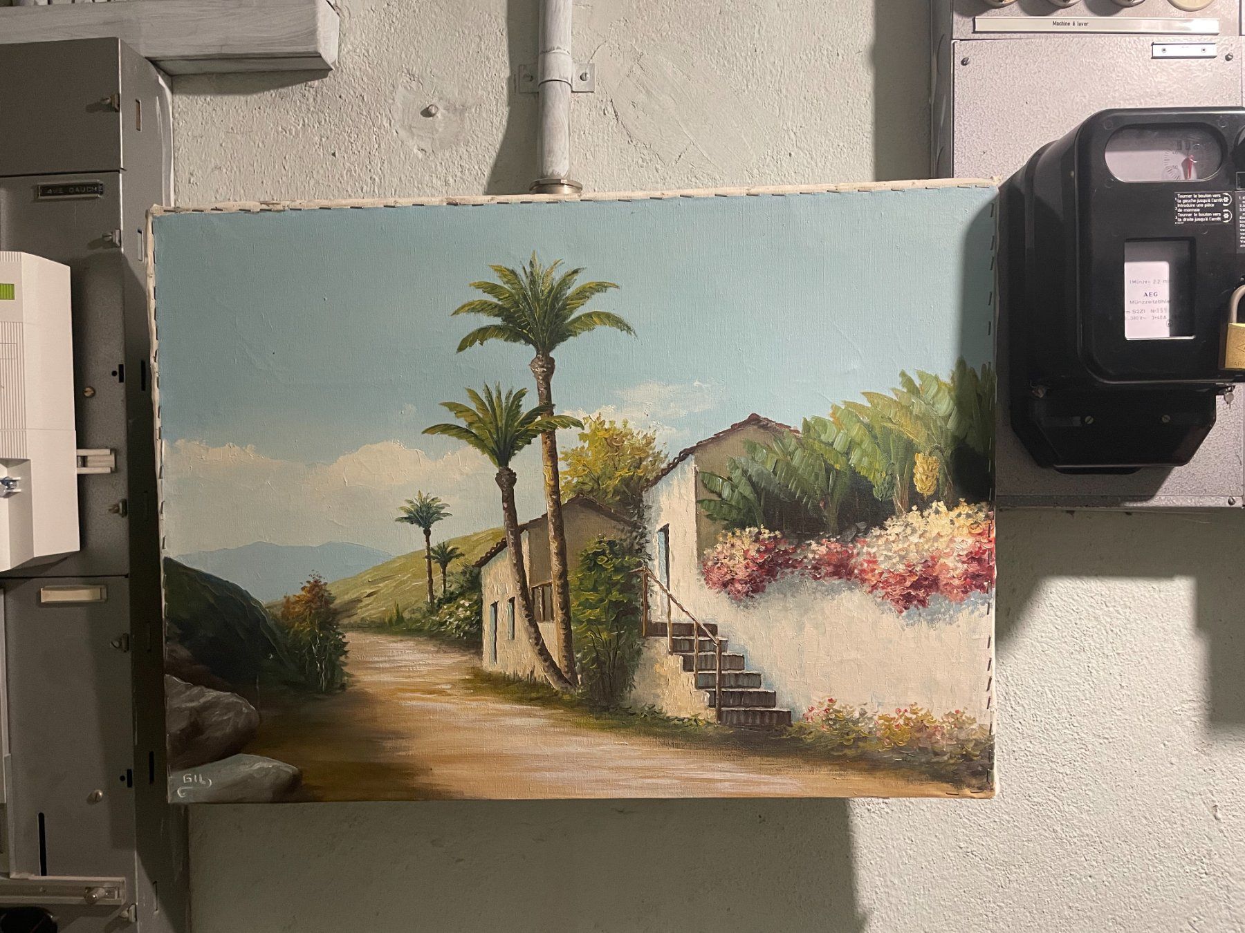 Dipinti: Tableau, Maison et végétation tropicale, Madère ? de Gil, – Usato da Lausanne venduto da martha_ 1