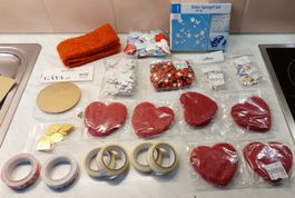 Basteln Set: Deko, Herzen, Kleber, Spiegel - Alles Neu!