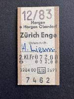 Alte Zuerich Enge-Horgen Zugfahrkarte von 1983, Rarität!