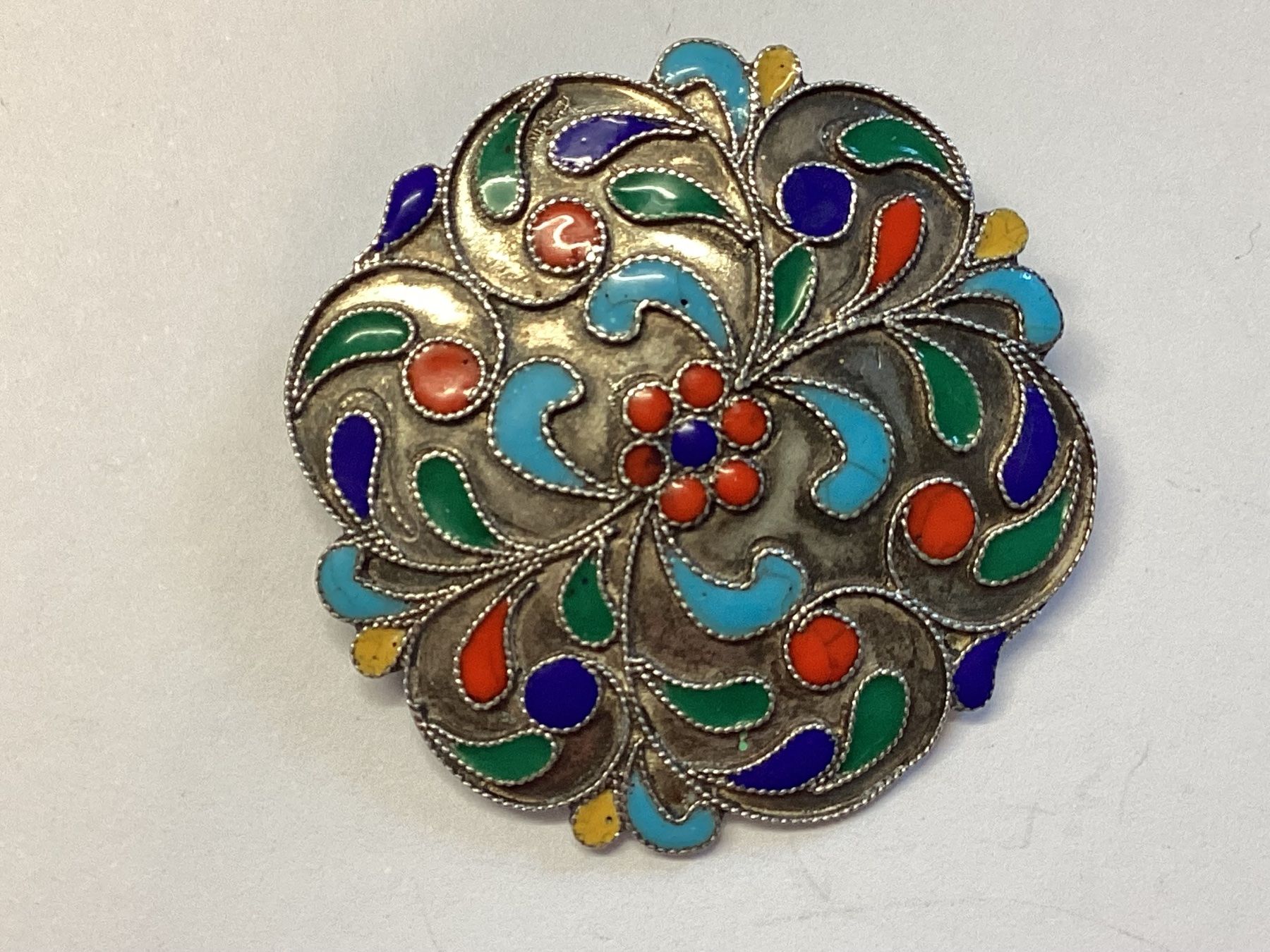 Spille & Fermagli: Vintage Silber Brosche , Cloisonné Emaille Handarbeit – Usato da Eglisau venduto da mar_5rn2 2