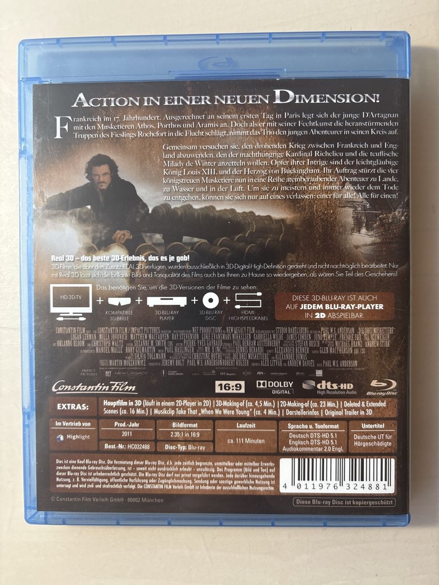Tutti i DVDs: Die Drei Musketiere in 3D – Usato da Ruswil venduto da Slivio_ 1