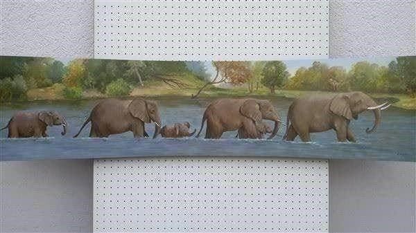 Tableaux: E.Kurti "Elefanten Herde" Oelgemälde – D'occasion à Zürich par Galerie-Kunst