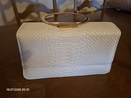 Damen Tasche weiss Schlangenhautmuster mit Henkel neu