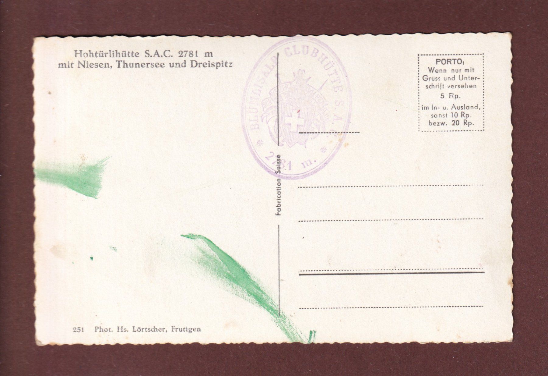 Cartoline postali: HOHTÜRLIHÜTTE – Usato da Pully venduto da nicecards 1