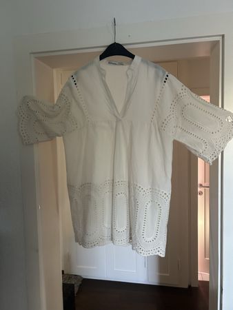 Oui Bluse Weiss Grösse 40 mit Stickerei Neu