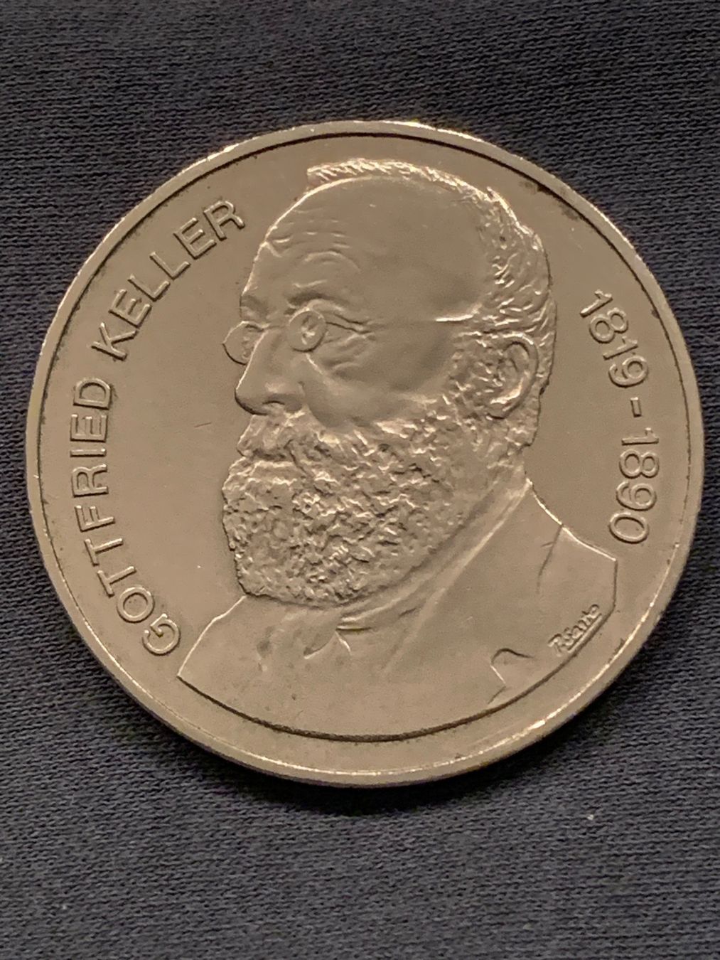 Toutes les monnaies: 5 Schweizer - Franken 1990B Gottfried Keller – D'occasion à Niederrohrdorf par troch