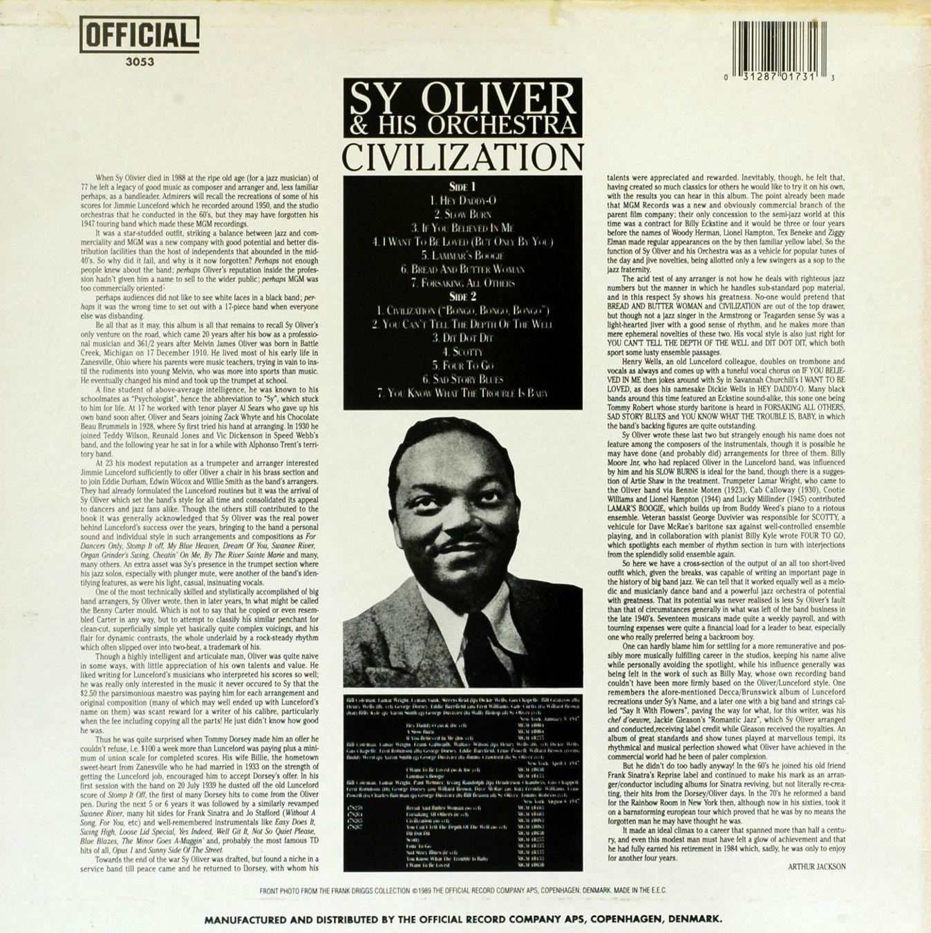 Schallplatten: Jazz LP: Sy Oliver 1947  "Civilization" – Gebraucht aus Hochfelden von mue_lhm9 1