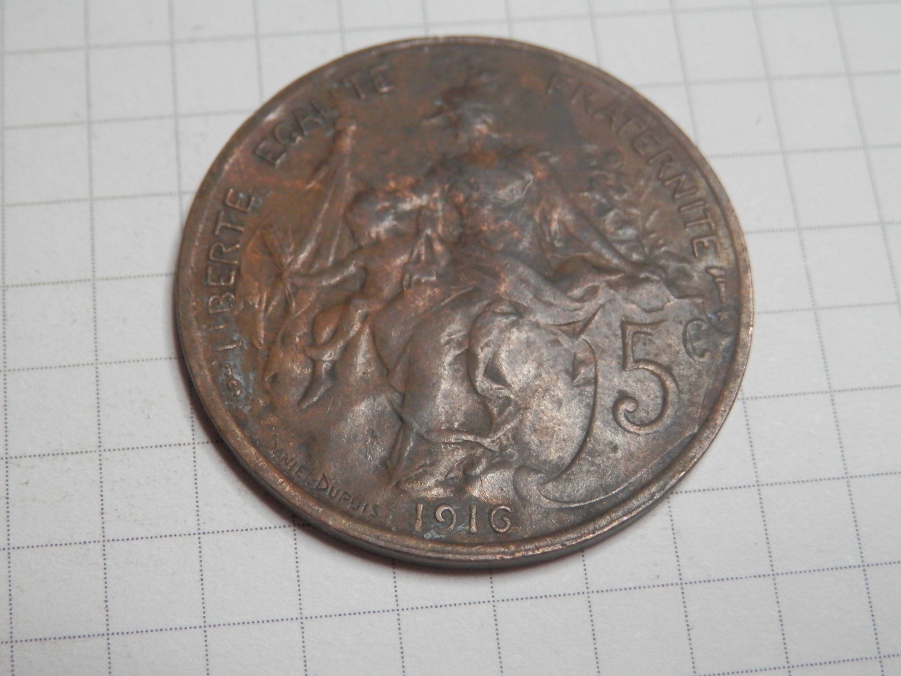 Alle Münzen: Frankreich 5 Centimes, 1916 – Gebraucht aus Weiach von weiach81