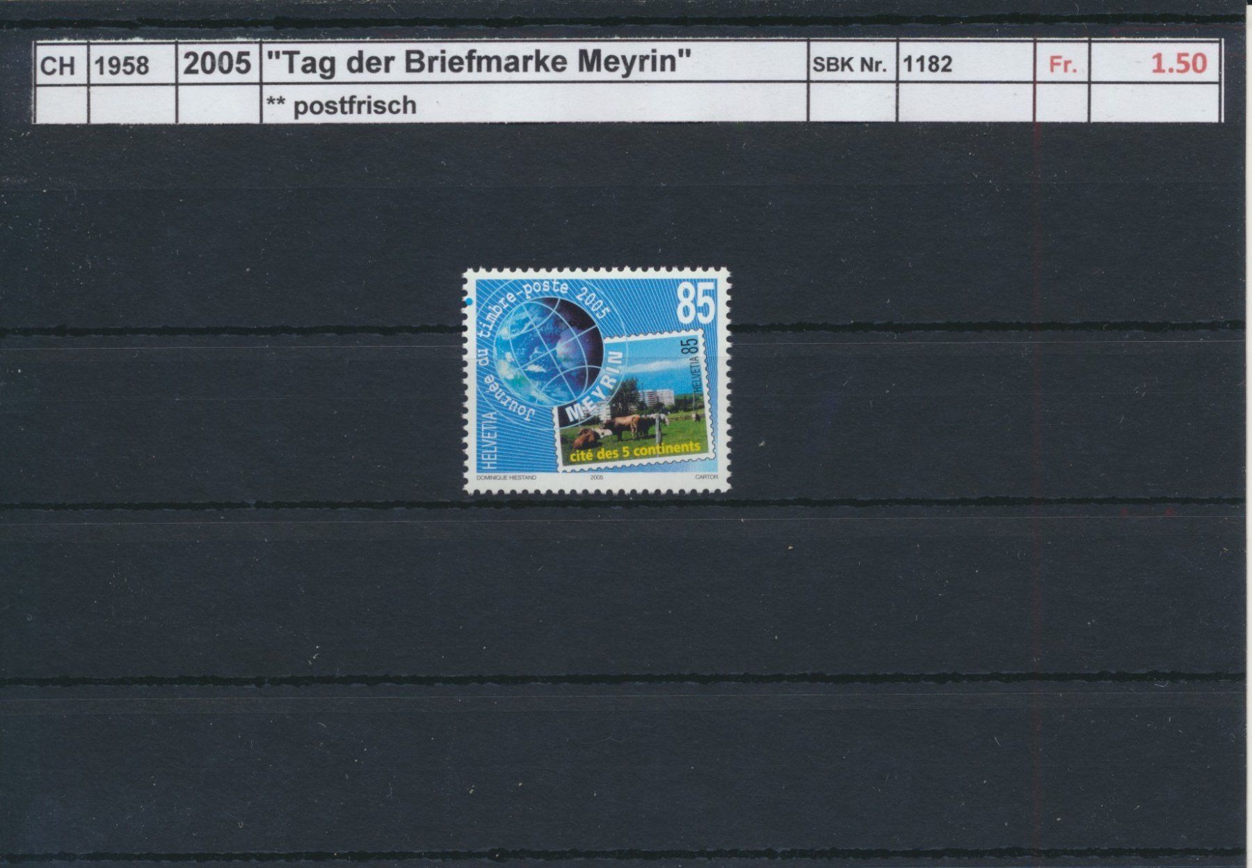 Tutti i francobolli: 2005 "Tag der Briefmarke Meyrin", ** postfrisch – Nuovo (secondo la descrizione) da Winterthur venduto da Zupogeru