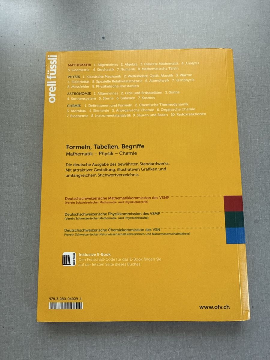 Libri: Formeln, Tabellen, Begriffe Math Physik Chemie 8. Aufl. inkl – Usato da Würenlos venduto da mike14. 1