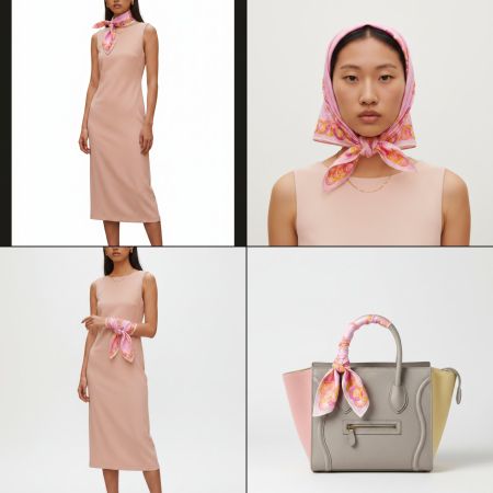 Céline Paris Vintage Tuch Rosa 46x46