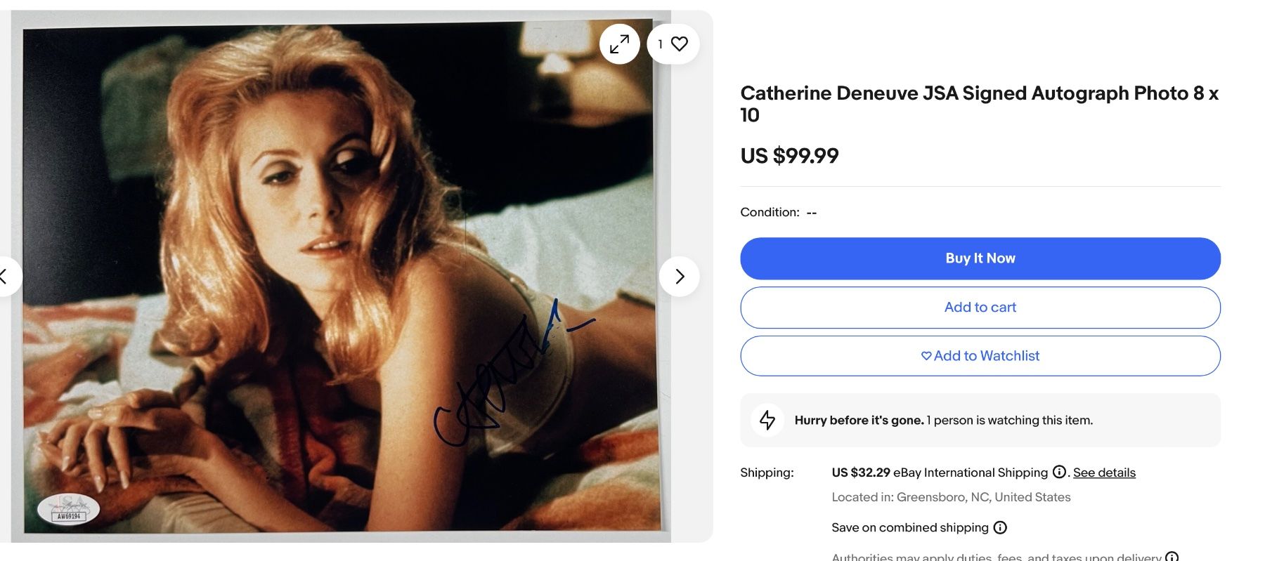 Autografi: Catherine Deneuve  Original Autogramm 20x25 plus COA! – Nuovo (secondo la descrizione) da Solothurn venduto da StarsInYourHome 2