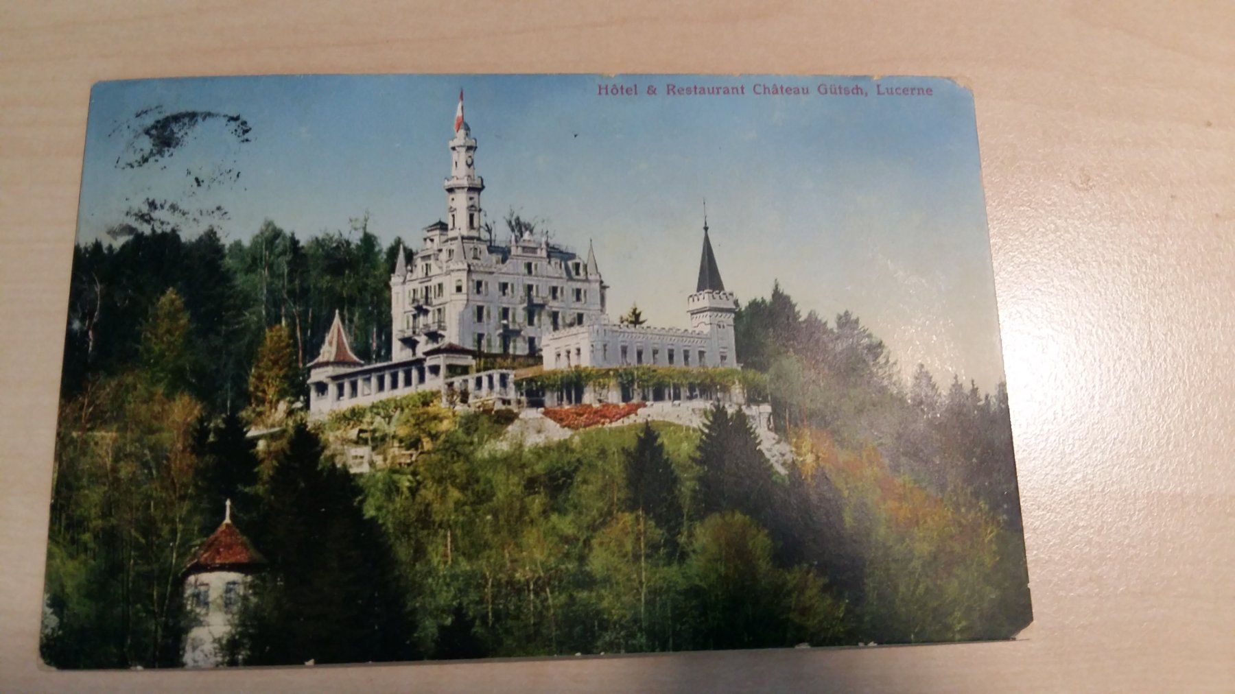 Cartoline postali: Chateau Gütsch in Luzern, farbige Ansichtskarte – Usato da Zürich venduto da IrisA0102
