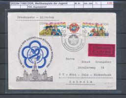 1985 DDR, Weltfestspiele der Jugend, FDC, Expressbrief