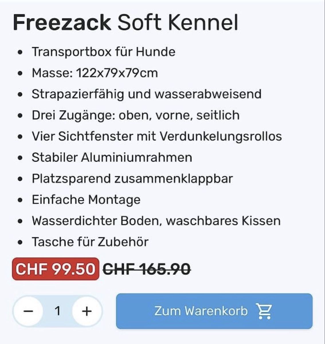 Niches, paniers: QUALIPET Freezack Soft Kennel Transportbox Grau – D'occasion à Sennwald par Cloe_M98 4
