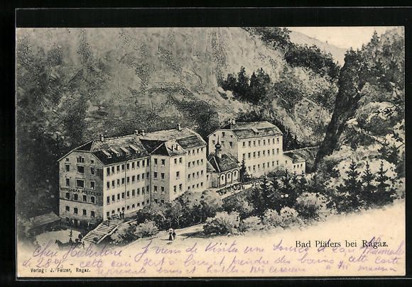 Cartoline postali: Bad Pfäfers bei Ragaz, Hotel Bad Pfäfe – Usato da Berlin venduto da bartko-reher