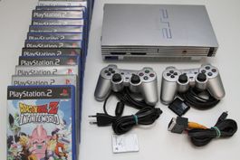 Playstation 2 (PS2) Fat in silber mit Spielen
