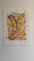 Peinture abstraite multicolor multicolore signée 