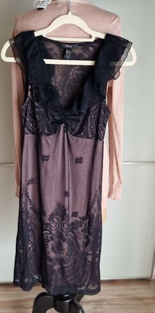 Elegantes Sommerkleid, schwarz/braun, Grösse xs, Mango