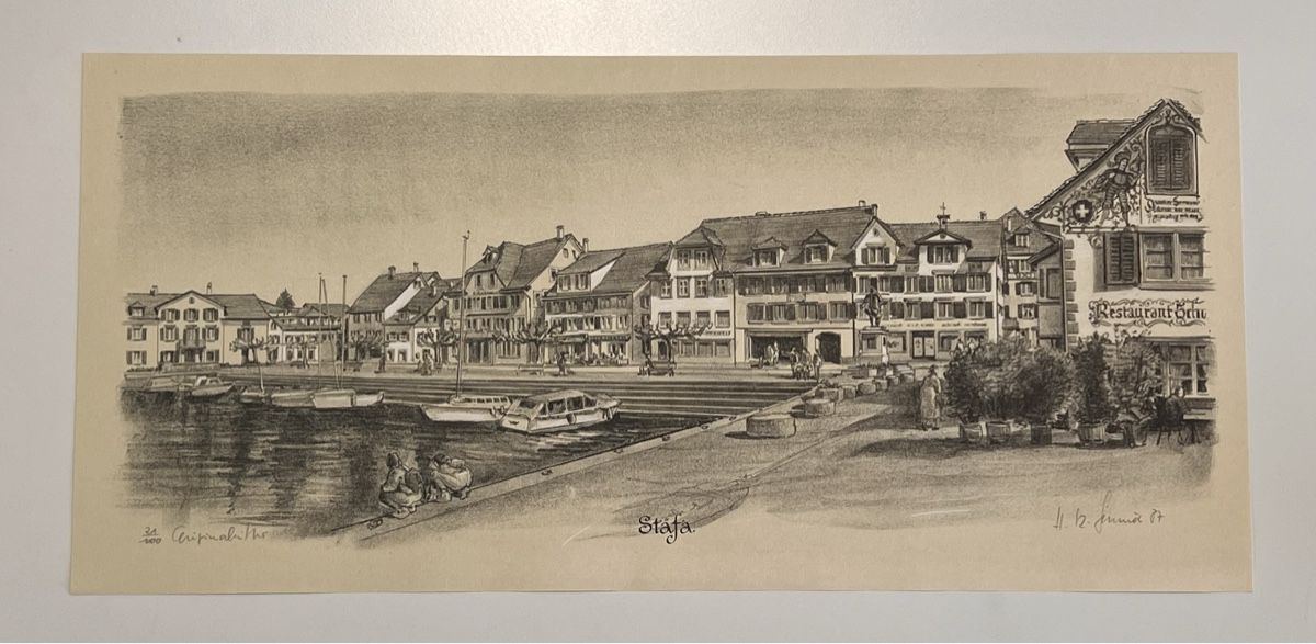 Grafica & Litografie: Lithografie von Stäfa nummeriert und signiert 1987 – Usato da Adliswil venduto da buch_und_kunst