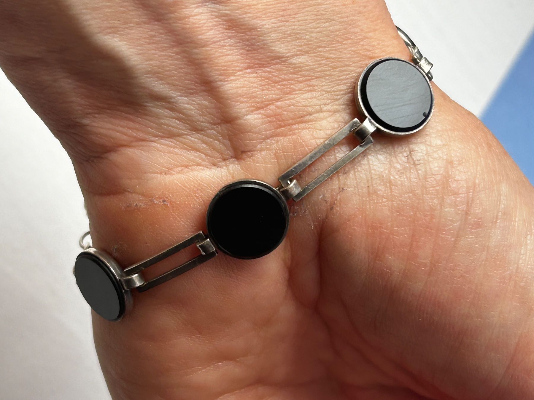 Bracciali & Braccialetti: Silber Armband Onyx Cabochon, Vintage – Usato da Laufen venduto da belleskulptur 5