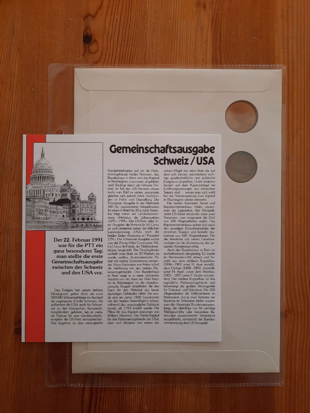 Tutti le monete: Numisgrossbrief, Schweiz/USA, 1991 – Usato da Marly venduto da neu-adlerauge65 2